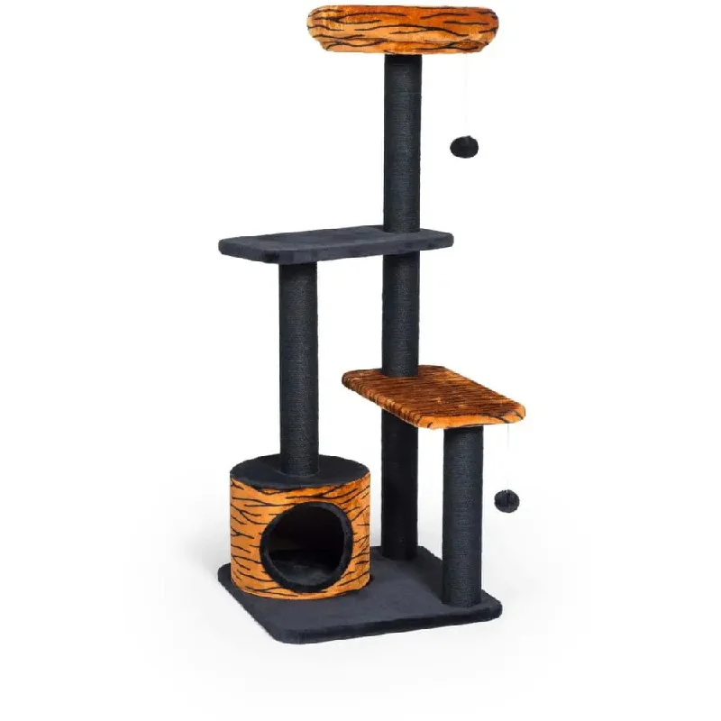  -Splash-proof food bowl AND Anti-choking slow food bowlKitty Power Paws Tiger Tower