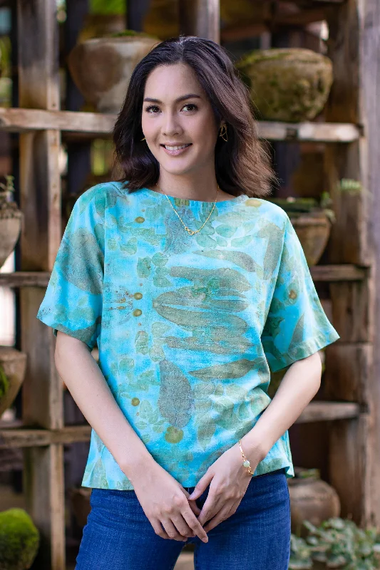 - Pet water dispenser UV sterilization versionTurquoise Memory Thai Ouke-Printed Cotton Blouse