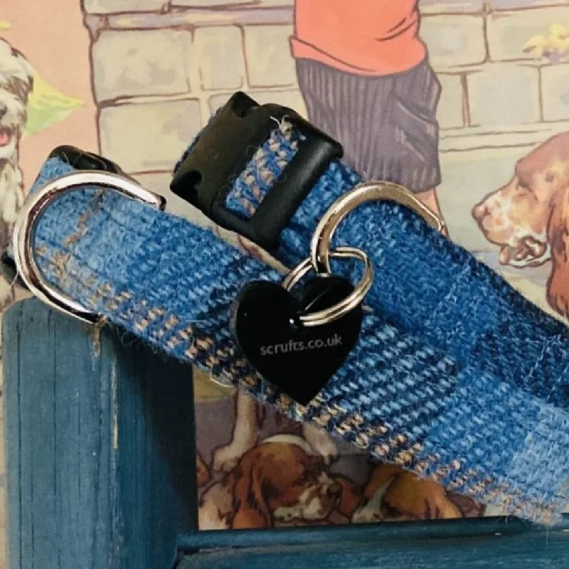 - Custom pet birthday cakeDenim Blue Harris Tweed Dog Collar