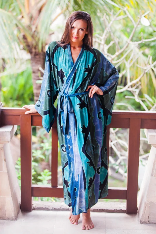 - Organic cotton dog bibsSeaside Blue Women's batik robe (Short)