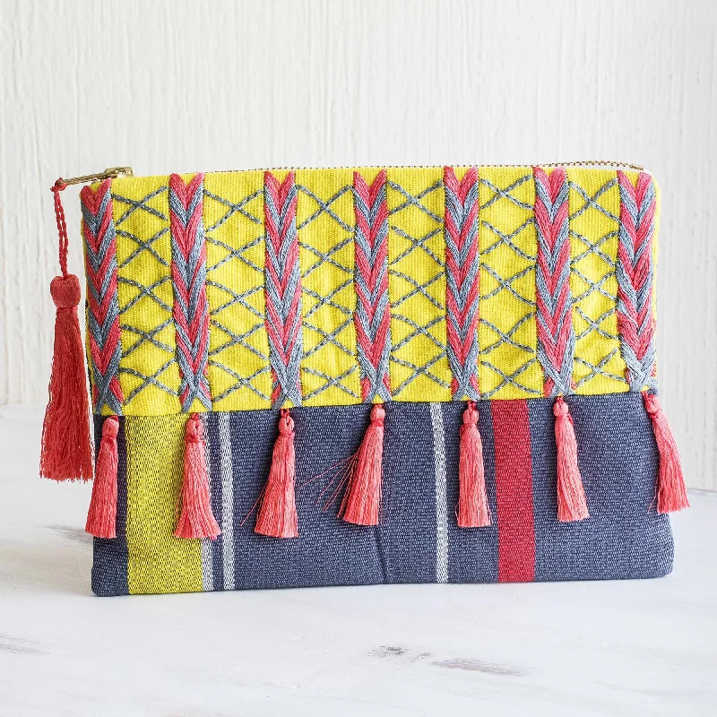 - Automatic induction pet water dispenserPink Zigzags Pink and Yellow Embroidered Grey Cotton Cosmetic Bag - Automatic induction pet water dispenserPink Zigzags Pink and Yellow Embroidered Grey Cotton Cosmetic Bag