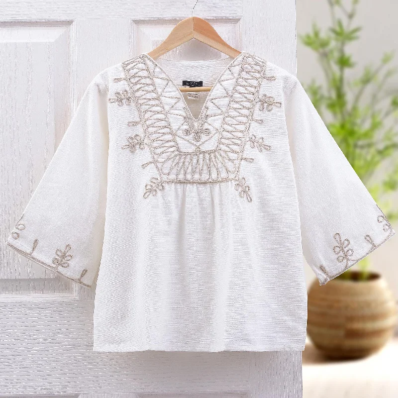 - Winter warm clothes for short-haired dogsDance Hand Made  Embroidered Cotton Blouse