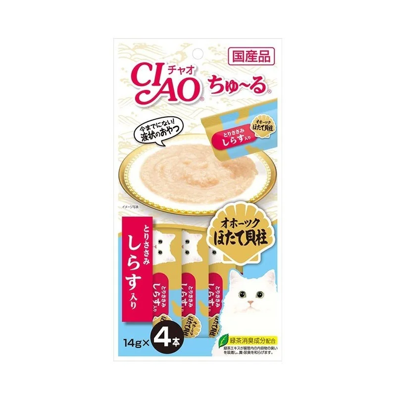  . **Brand-Related**  Ciao Churu Chicken Fillet Scallop & Whitebait Cat Treats