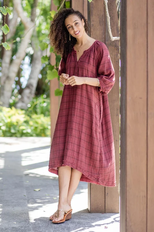 - Christmas pet Christmas clothingChiang Mai Wine Burgundy Tunic-Style Dress from Thailand - Christmas pet Christmas clothingChiang Mai Wine Burgundy Tunic-Style Dress from Thailand