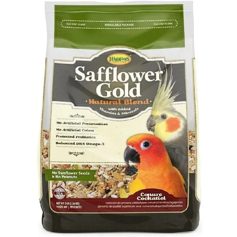 - Parrot climbing and standing wooden frameHiggins Safflower Gold Natural Food Mix for Conures & Cockatiels - Parrot climbing and standing wooden frameHiggins Safflower Gold Natural Food Mix for Conures & Cockatiels
