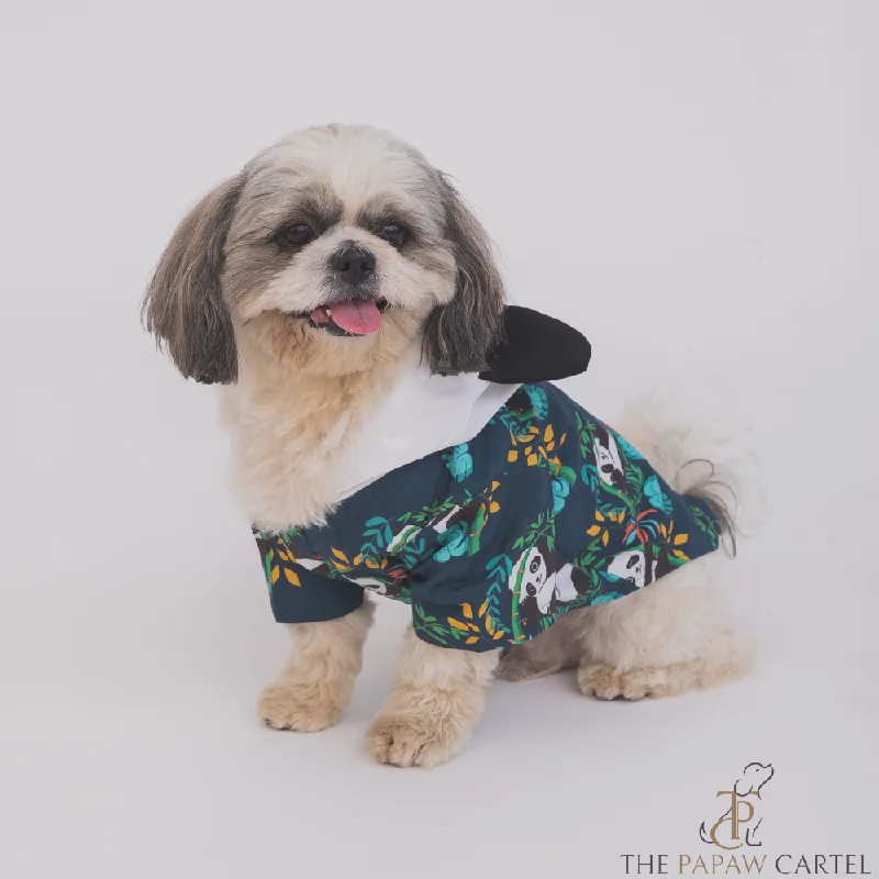 - ​​Christmas pet Christmas clothingThe Papaw Cartel Panda Hoodie With Ears Shirt for Dogs (Dark Green)
