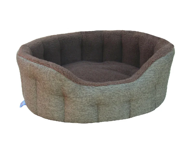- Dog heart rate monitoring collarTweed Basket Weave With Mushroom Fleece Softee Dog Bed