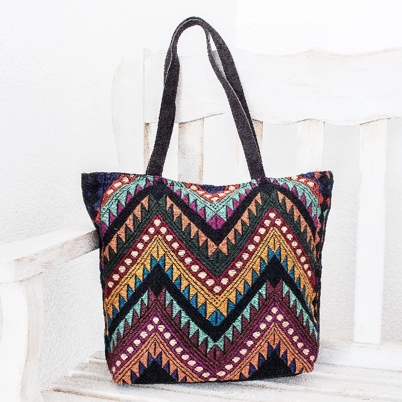-Splash-proof food bowl AND Anti-choking slow food bowlGuatemalan Peaks Handwoven Multicolor & Black Cotton Shoulder Bag Tote -Splash-proof food bowl AND Anti-choking slow food bowlGuatemalan Peaks Handwoven Multicolor & Black Cotton Shoulder Bag Tote