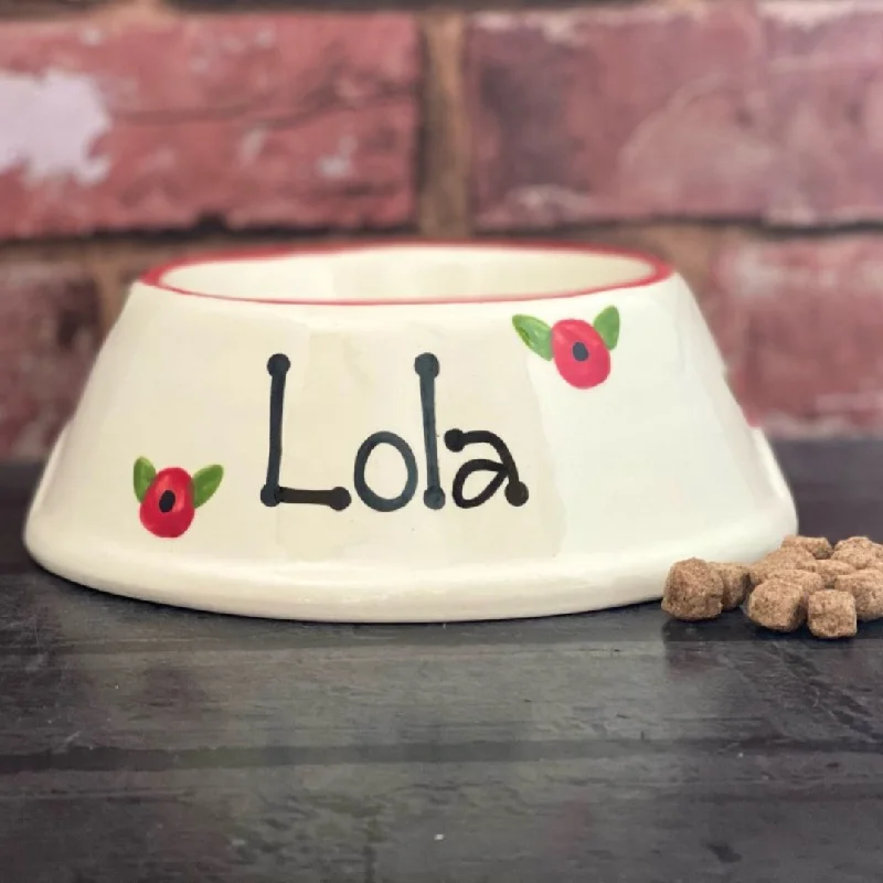 - Remote interactive pet feederPersonalised Poppy Design Slanted Dog Bowls