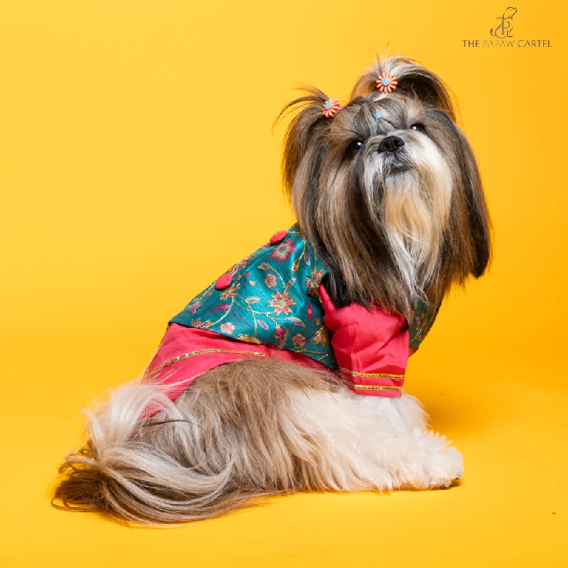 - Rabbit grass rack to prevent waste food boxThe Papaw Cartel Fuschia Kurta with Contrasting Floral Teal Koti for Dogs (Pink) - Rabbit grass rack to prevent waste food boxThe Papaw Cartel Fuschia Kurta with Contrasting Floral Teal Koti for Dogs (Pink)