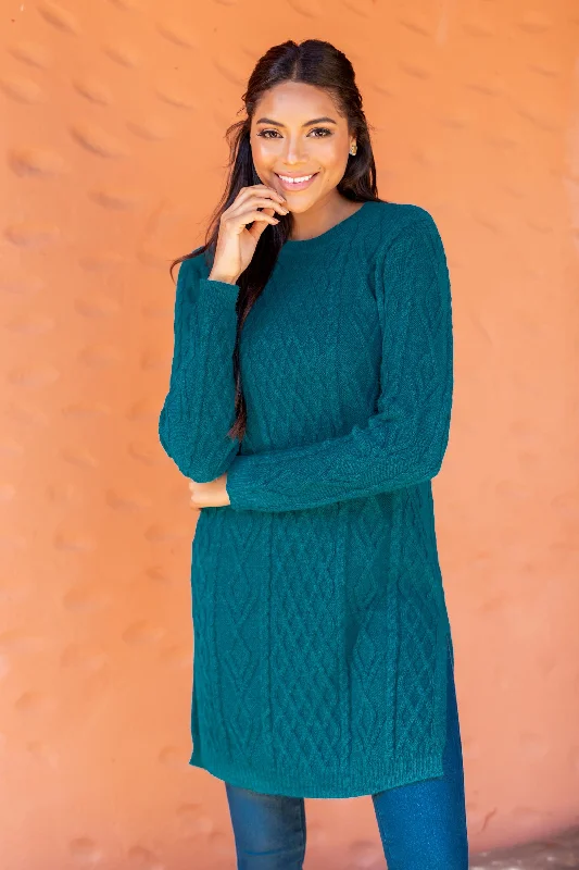 - Cat hair ball removal and hair removal creamWinter Teal Baby Alpaca Teal Cable Knit Tunic Sweater Dress - Cat hair ball removal and hair removal creamWinter Teal Baby Alpaca Teal Cable Knit Tunic Sweater Dress