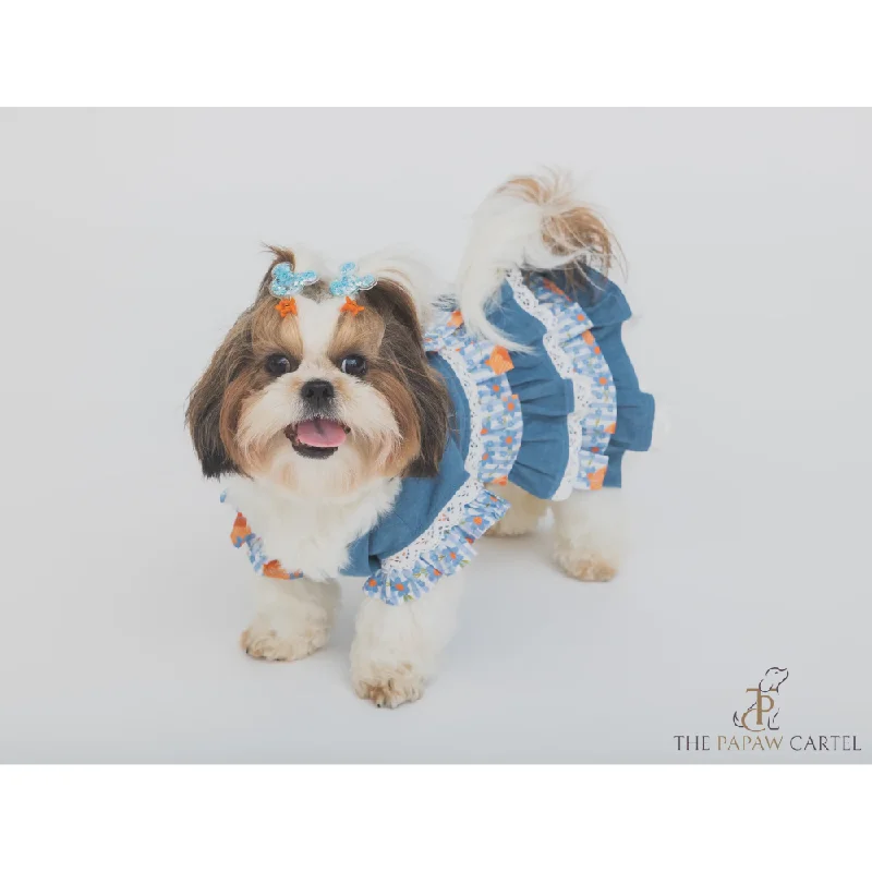 - ​​Pet toys under    yuanThe Papaw Cartel Denim Floral Skirt Dress for Dogs (Blue)