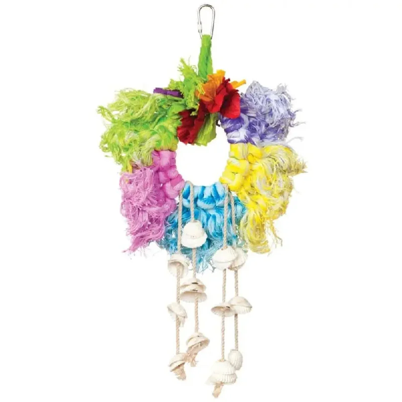 ---Calypso Creations Ropes and Shell Ring Bird Toy Multi-Color 5 In X 12 in, Large