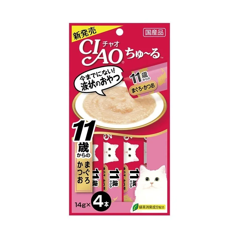    - High-protein cat food  Ciao Churu Tuna With Collagen Cat Treats