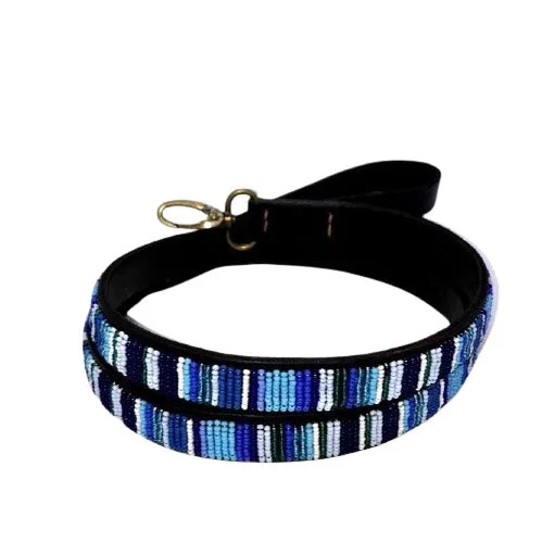 - Automatic temperature adjustment cat bedLuxury Leather Masai Beaded Dog Leads In Blue - Automatic temperature adjustment cat bedLuxury Leather Masai Beaded Dog Leads In Blue