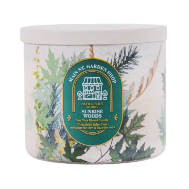---BBW BODY CANDLE 3 WICK SUNRISE WOODS 411 GM