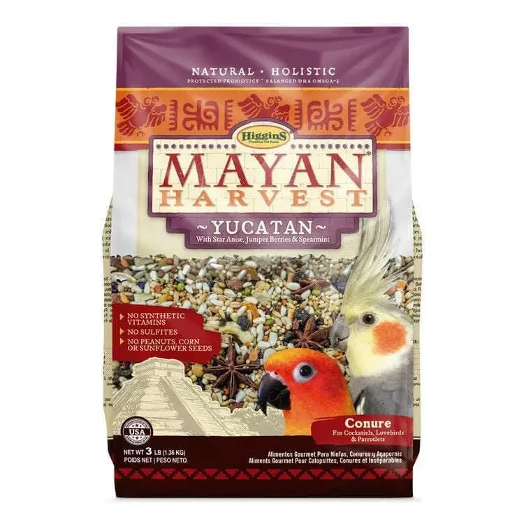 ---Higgins Mayan Harvest YuCatan Conure Cockatiel Lovebird Parrotlet Food 3 Lbs