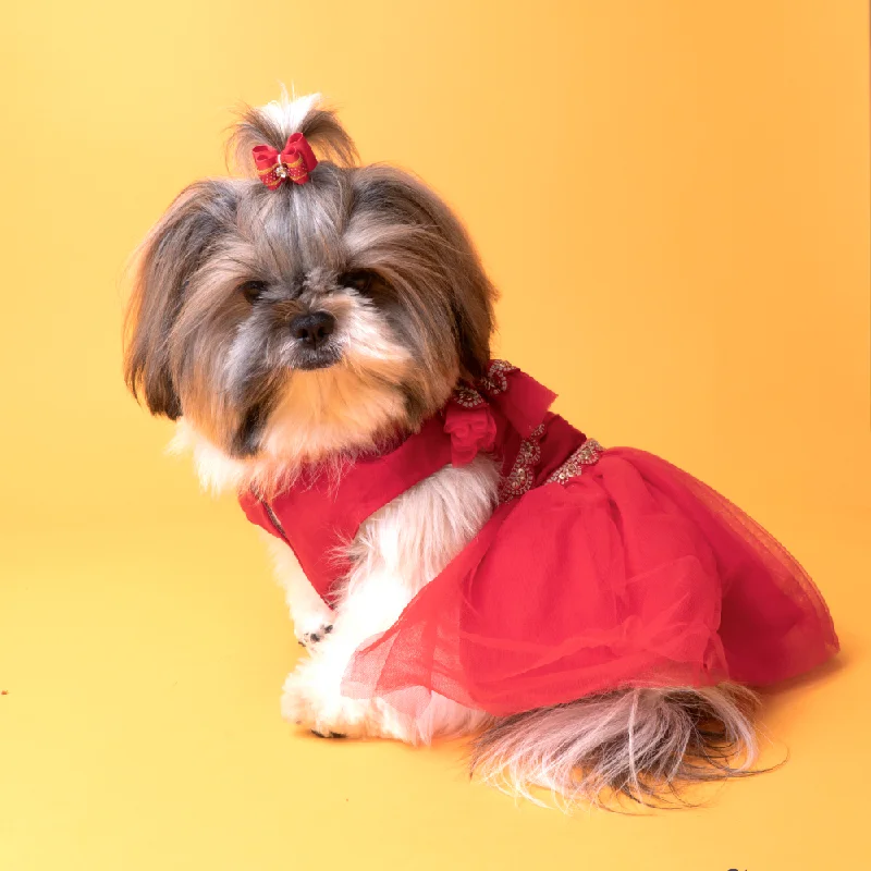 - Cat hair ball removal and hair removal creamThe Papaw Cartel Embellished Chanya Choli For Dogs (Red)