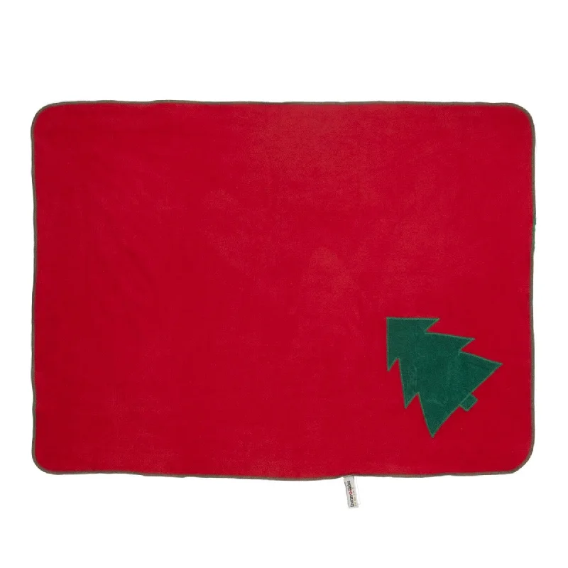 Pet ProductsFleece Christmas Tree Pet Blanket Green on Red