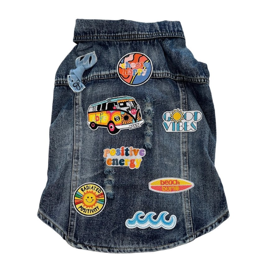 Large dog clothesDenim Rocker Vest - Wide Pawsitivity Vest