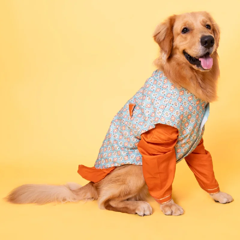 - Dog disposable foam shower gelThe Papaw Cartel Floral Aztec Koti With Kurta for Dogs (Mint Blue/Orange)