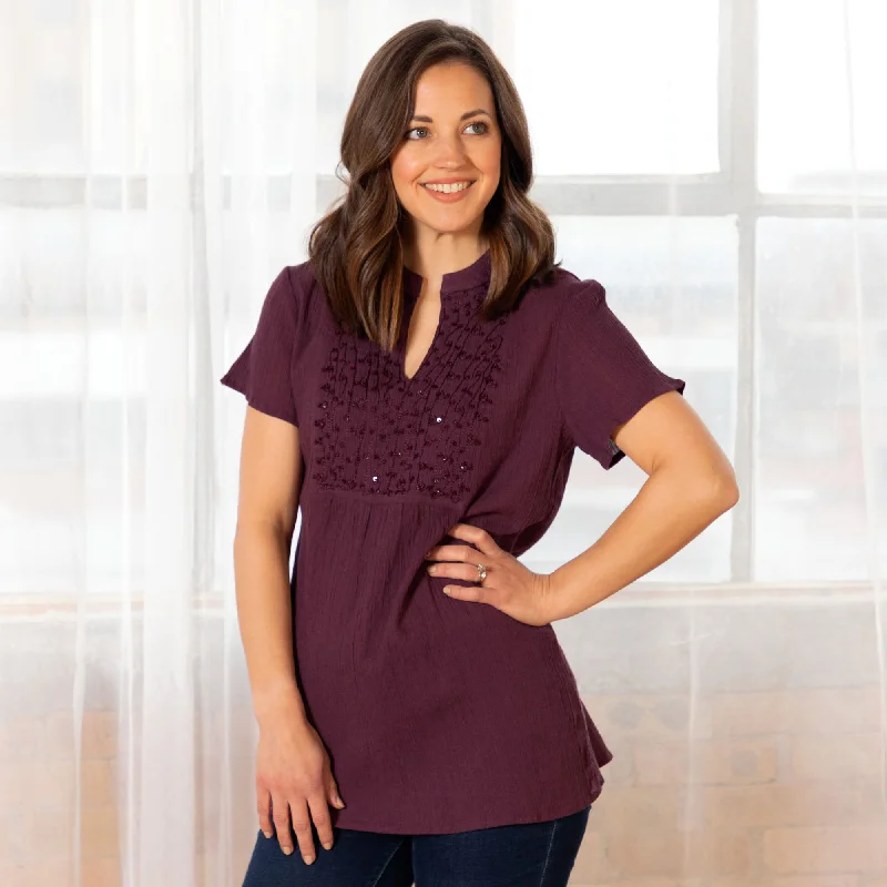 - Cat stress soothing sprayHand-Beaded Short Sleeve Tuxedo Tunic