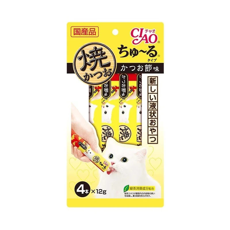    - Cat food for spayed/neutered cats  Ciao Churu Grilled Tuna Dried Bonito Flavour Cat Treats