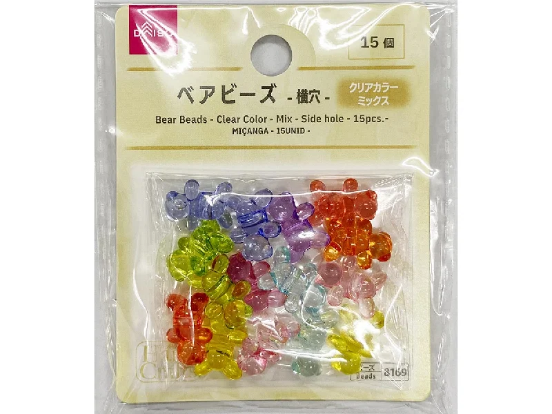 ---Bear Beads Clear Color Mix Side Hole