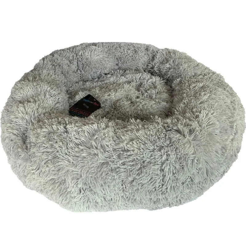 - Pet stroller can be taken on the planeLight Blue Grey Relaxation Calming Donut Dog Bed