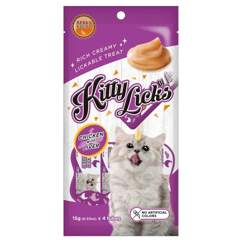    - Indoor cat food  Rena Kitty Licks Cat Treats - Chicken with Liver (15g x 4 tubes)