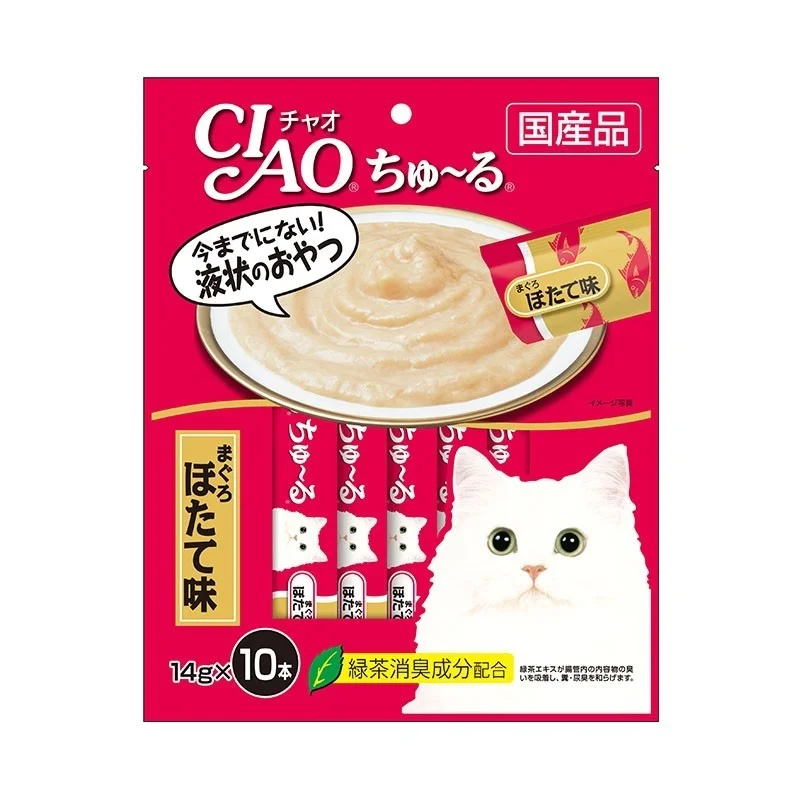    - Cat food for immune system support  Ciao Churu White Meat Tuna Scallop Flavour Cat Treats