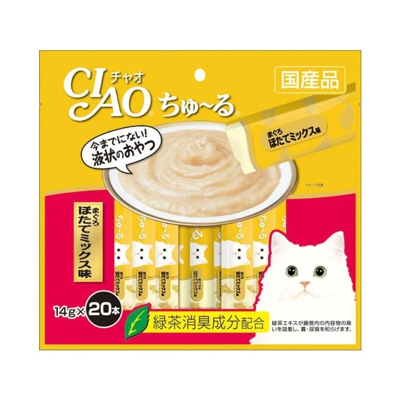    - Cat food nutritional analysis  Ciao Churu Tuna Scallop Mix Cat Treats