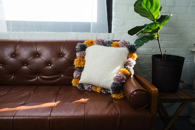 - Automatic temperature adjustment cat bedFestive Pom-pom Pillow Cover (Knit)