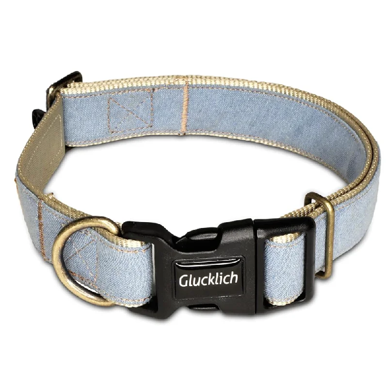  -Anti-scratch sofa protective coverGlucklich Denim Adjustable Collar for Dogs (Light Blue)