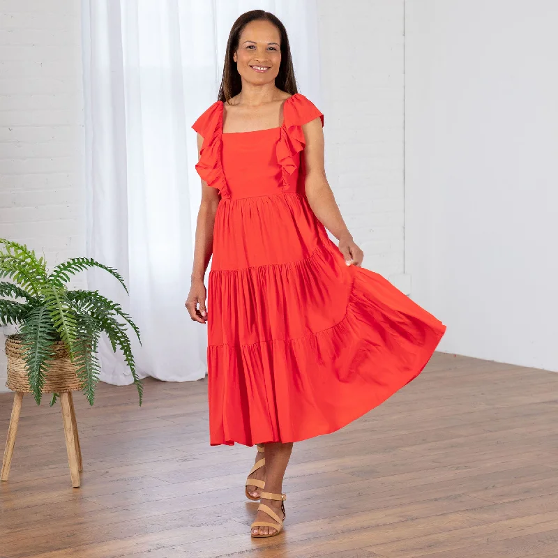 - Pet electric nail grinder silent modelOpen Back Ruffle Midi Dress