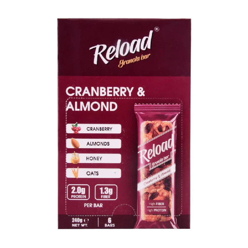 Pet ProductsRELOAD CRANBERRY & ALMOND GRANOLA BOX - 6 BARS 240 GM
