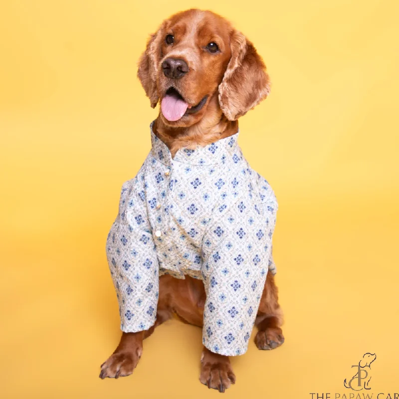 - Pet vitamin complex nutrition tabletsThe Papaw Cartel Mosaic Print Sherwani for Dogs (White/Blue)