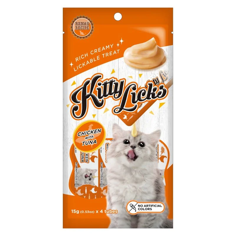    - Outdoor cat food  Rena Kitty Licks Cat Treats - Chicken with Tuna (15g x 4 tubes)