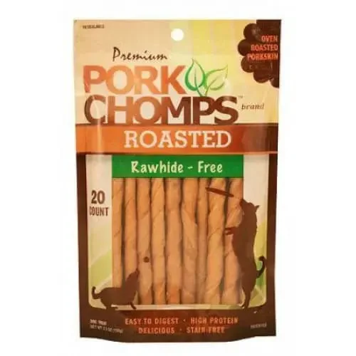 - Pet tear stain cleaning wipesPork Chomps Roasted Rawhide-Free Porkskin Twists