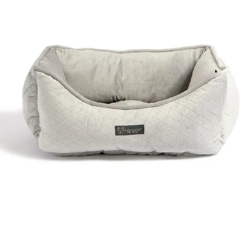 - ​​Pet toys under    yuanNandog Micro Plush Reversible Light Gray Quilted Dog Bed