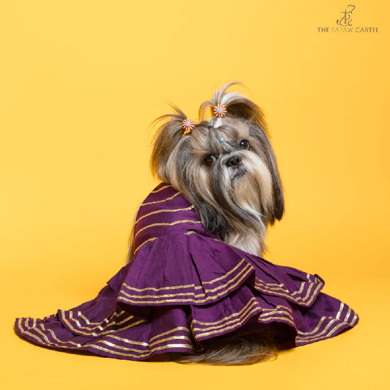 - Custom pet birthday cakeThe Papaw Cartel Double Layered Gotapatti Ethnic Frock for Dogs (Purple)