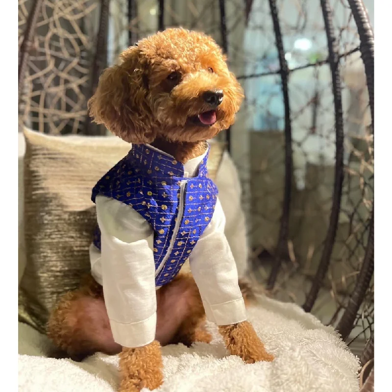 Pet ProductsThe Papaw Cartel Koti with Kurta for Dogs (Blue and White)