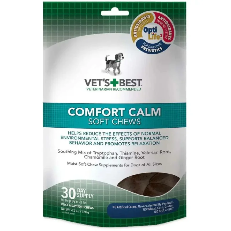 - Pet tear stain cleaning wipesVet's Best Comfort Calm Soft Chews 4.2 oz, 30 ct