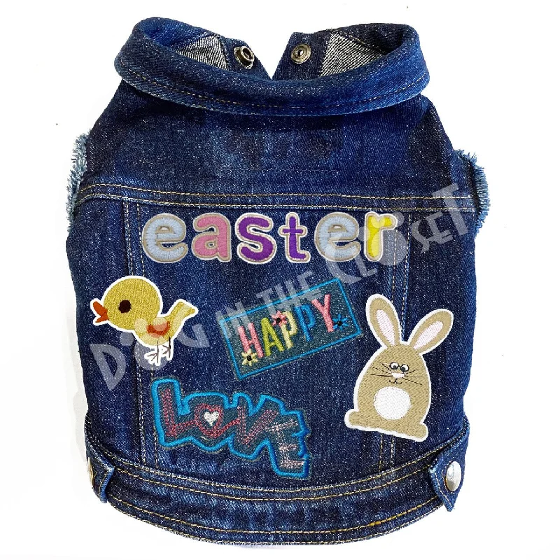Pet custom clothesLove Easter Denim Dog Jacket