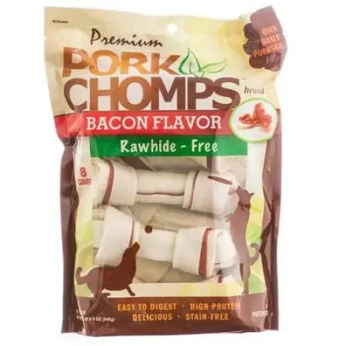  -Splash-proof food bowl AND Anti-choking slow food bowlPork Chomps Premium Pork Knotz - Bacon Flavor