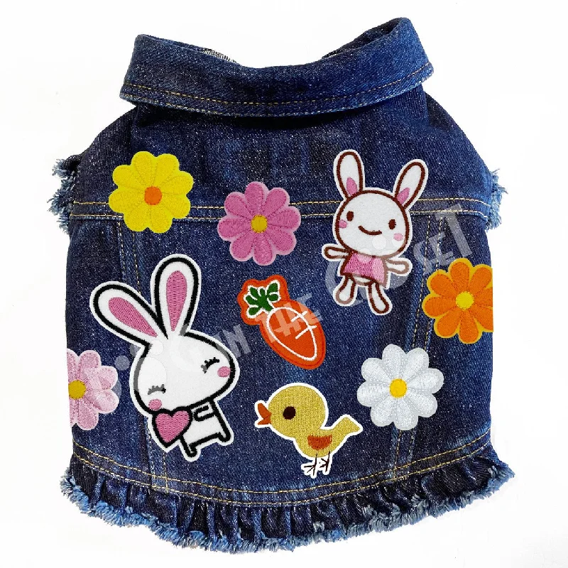 Pet wedding dressesEaster Bunny Denim Dog Jacket with Ruffles