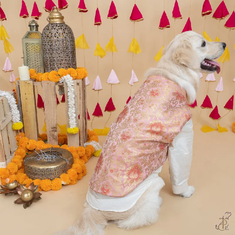  -Anti-slip claw protection raincoat FOR dogsThe Papaw Cartel Brocade Koti Kurta for Dog (Peach/Pink & Gold)