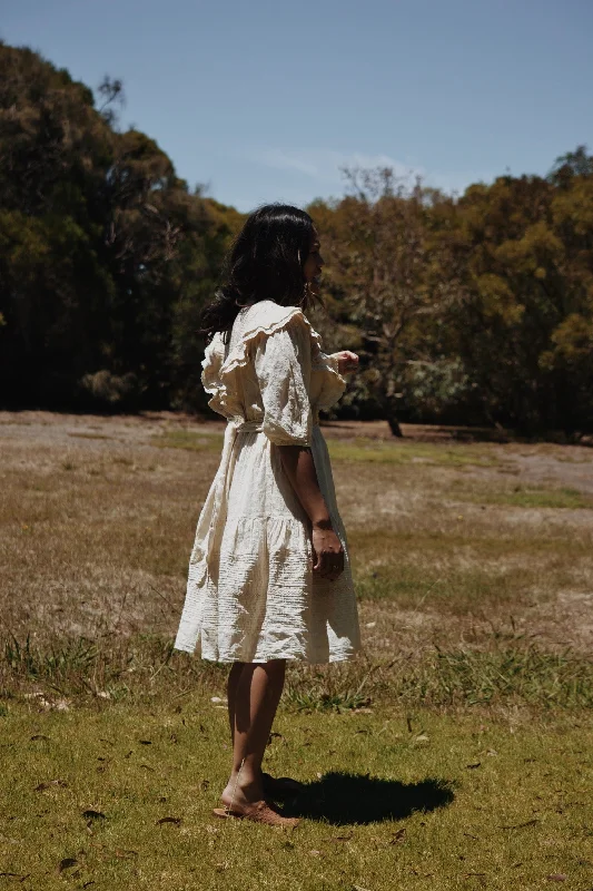 CLEMENTINE BUTTON DOWN DRESS ANTIQUE WHITE