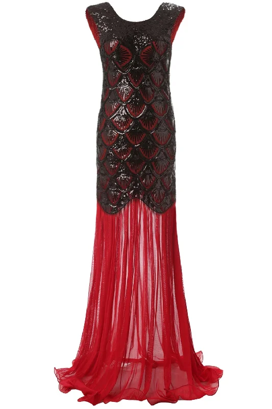 Red&Black 1920s Flapper Glitter Dresses