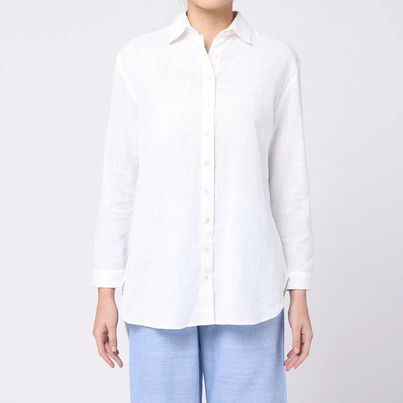 Cotton Curved Hemline Shirt | White